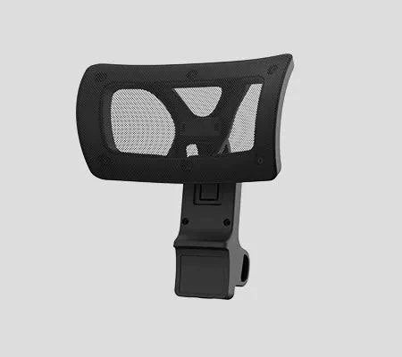 Standalone rear view of the Robooter detachable headrest showcasing its adjustable mounting hardware and sturdy frame structure.